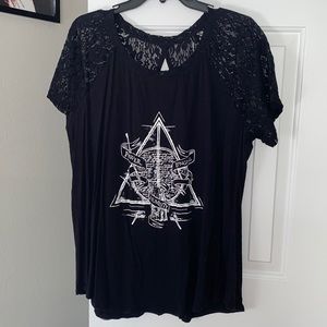 Harry Potter Deathly Hallows Lace-Shoulder Tee - Torrid - 2X
